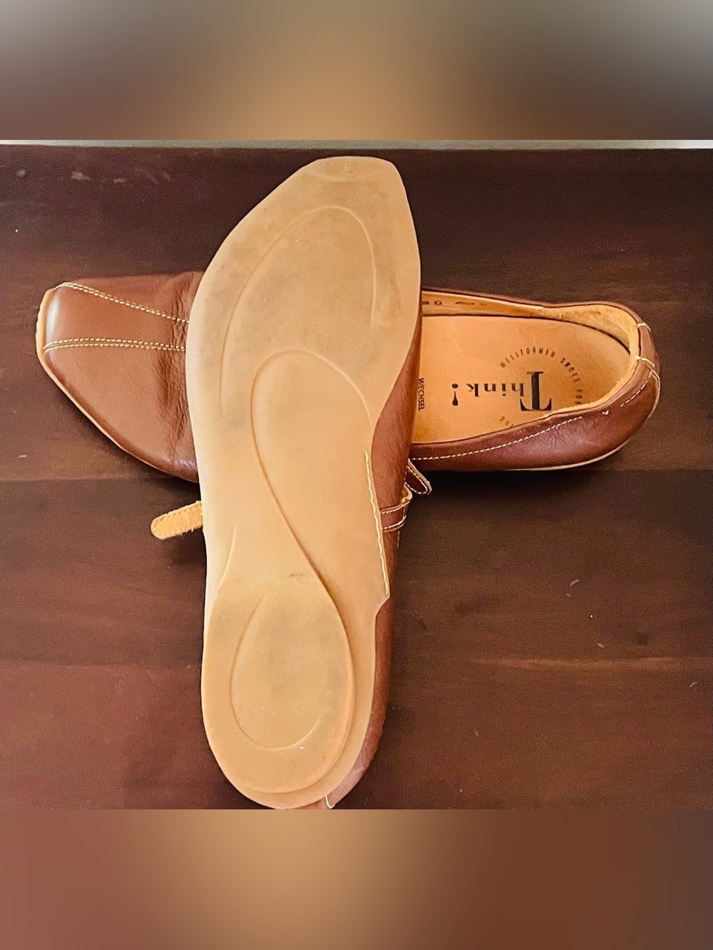 Think! Brown Leather Mary Jane Flats EU 44 US 13 Artisan Comfort Shoes- EUC - Picture 15 of 15